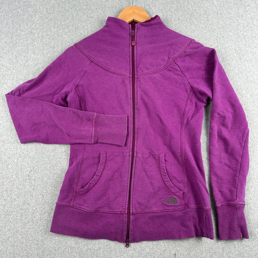 The North Face Jacket Womens M Purple Full Zip Fleece Mock Neck Logo Activewear
